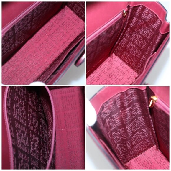 CARTIER Must Line Hand Bag Leather Bordeaux Gold Auth ki5854 - Picture 13 of 14